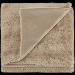 Hot Beige Ellyn Faux Fur Throw Decorative Throws & Blankets