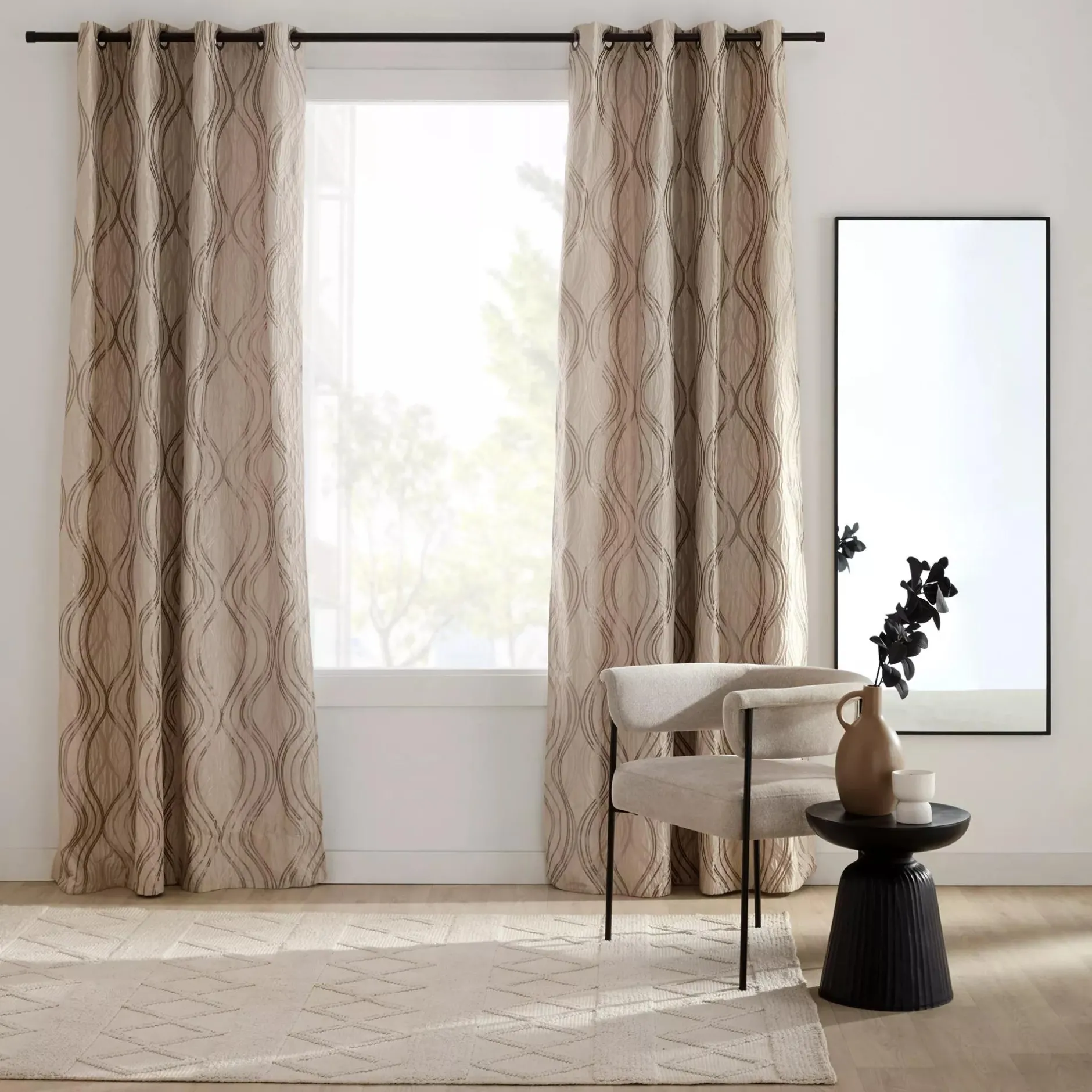 Beige Prato Panel Curtain Sheer Curtains & Window Sheer Panels|Room Darkening & Light Filtering Curtains