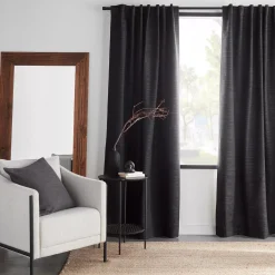 Clearance Black Dayni Blackout Back-Tab Curtain Sheer Curtains & Window Sheer Panels|Blackout Window Curtains