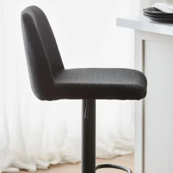 Online Black Fabric and Metal Adjustable Bar Stool Furniture Accessories|Bar & Counter Stools