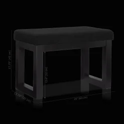 New Black Fabric and Wood Bench Entryway Benches Ottomans And Poufs|Ottomans & Benches