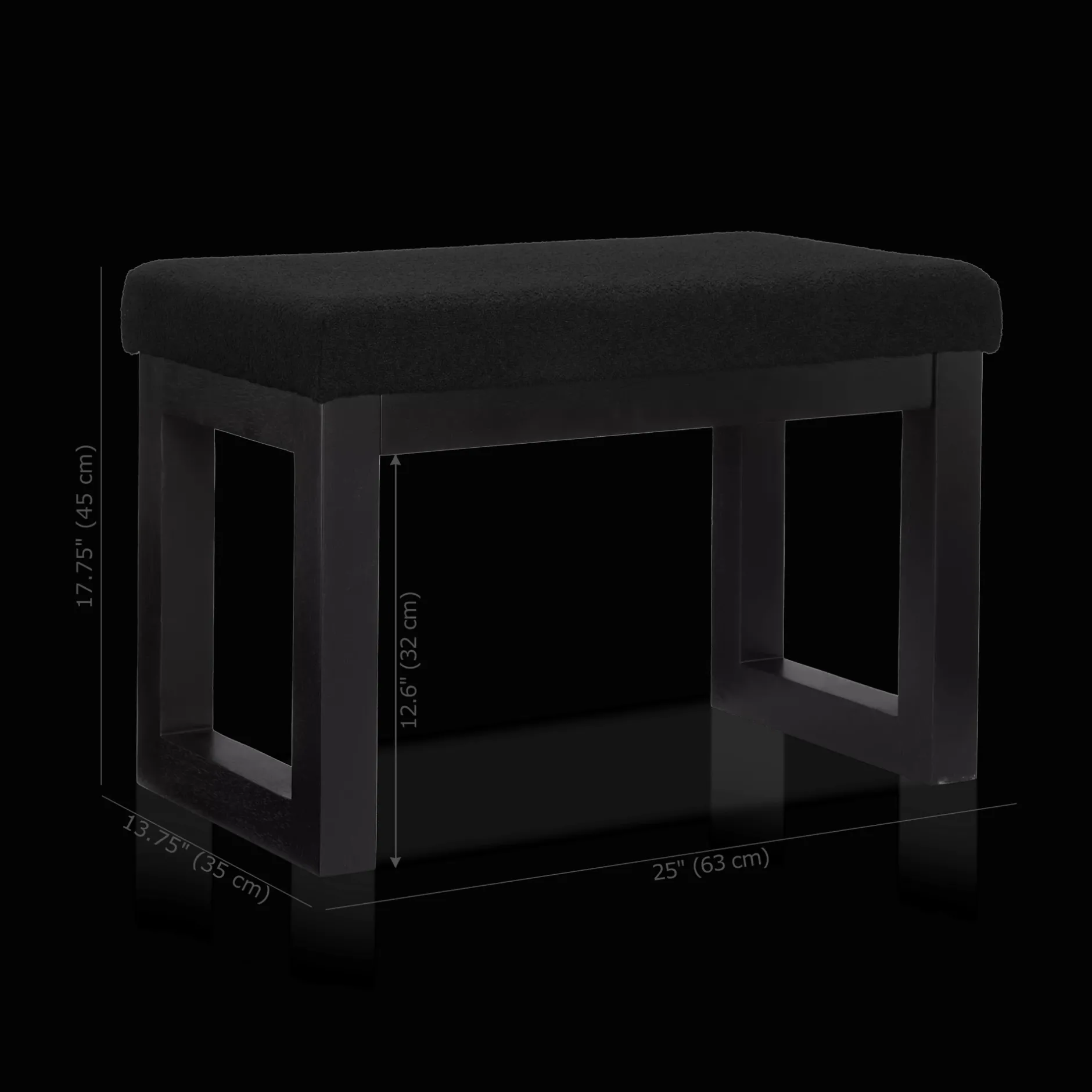 New Black Fabric and Wood Bench Entryway Benches Ottomans And Poufs|Ottomans & Benches