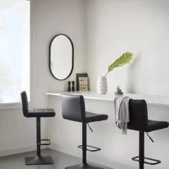 Clearance Black Matte Faux Leather and Metal Adjustable Bar Stool Furniture Accessories|Bar & Counter Stools