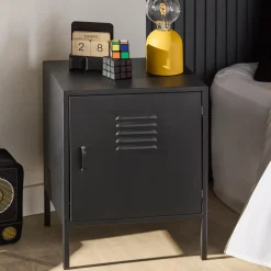 Hot Black Metal Locker Side Table Junior Bedroom Furniture