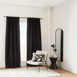 New Black Ortega Blackout Back-Tab Curtain Sheer Curtains & Window Sheer Panels|Blackout Window Curtains