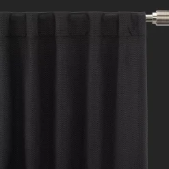 New Black Ortega Blackout Back-Tab Curtain Sheer Curtains & Window Sheer Panels|Blackout Window Curtains