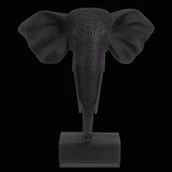 Black Resin Elephant on Stand Home Decorative Items & Objects