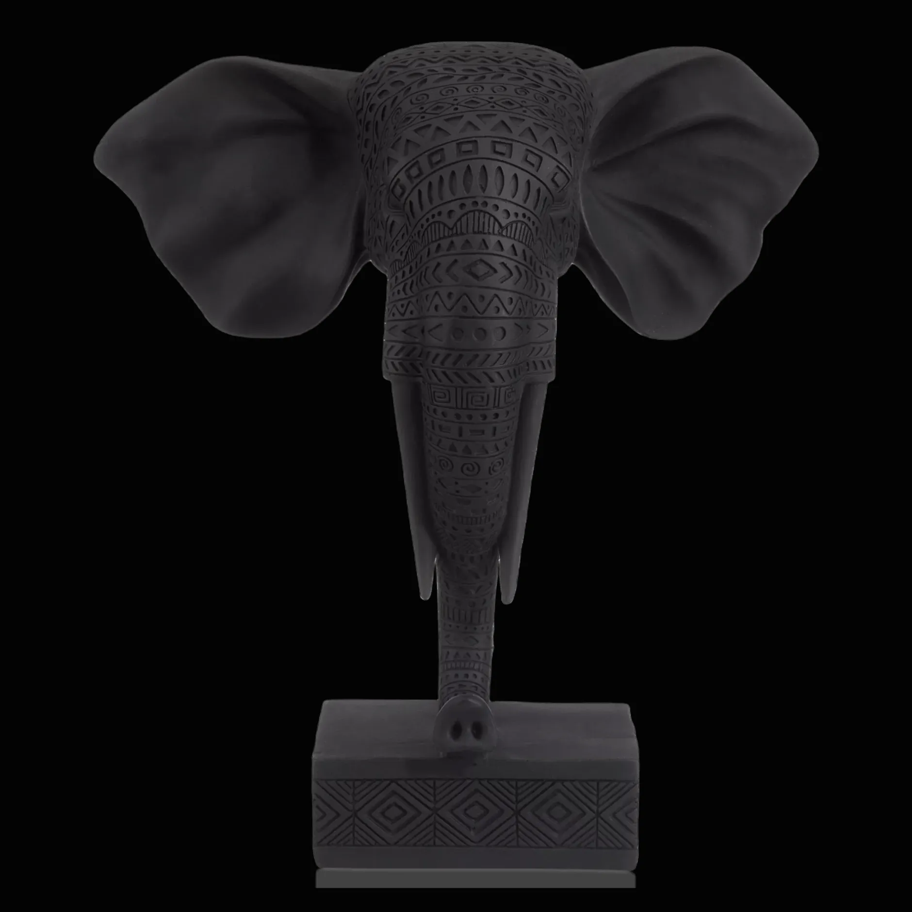 Black Resin Elephant on Stand Home Decorative Items & Objects