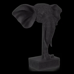 Black Resin Elephant on Stand Home Decorative Items & Objects