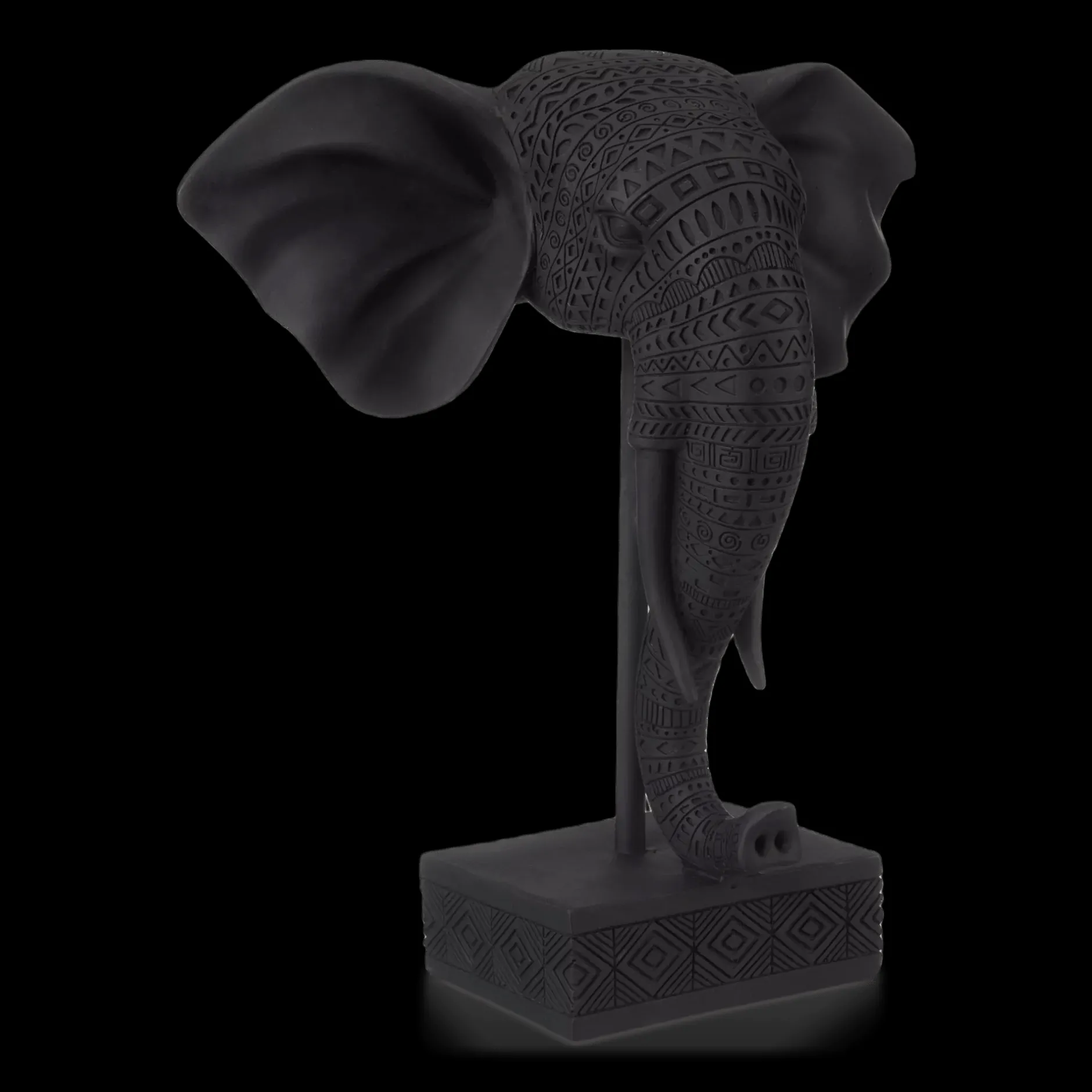 Black Resin Elephant on Stand Home Decorative Items & Objects