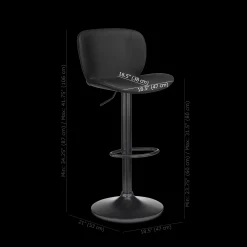 Sale Black Textured Faux Leather & Metal Adjustable Bar Stool Furniture Accessories|Bar & Counter Stools