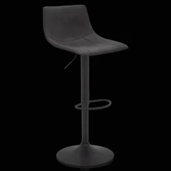 Online Black Textured Faux Leather & Metal Adjustable Bar Stool Furniture Accessories|Bar & Counter Stools