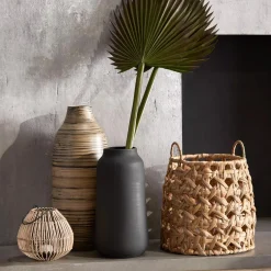 Outlet Black Textured Vase Modern Decorative Vases|Home Decorative Items & Objects
