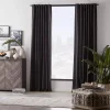 Black Vence Blackout Curtain with Hidden Back Tab Sheer Curtains & Window Sheer Panels|Blackout Window Curtains