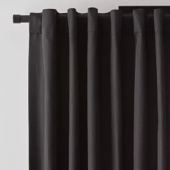 Black Vence Blackout Curtain with Hidden Back Tab Sheer Curtains & Window Sheer Panels|Blackout Window Curtains