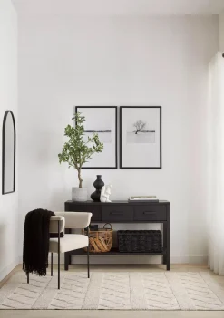 Online Black Veneer 3-Drawer Console Furniture Accessories|Consoles