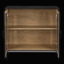 Black Wooden Buffet with Glass Doors Furniture Accessories|Buffet Tables & Credenzas