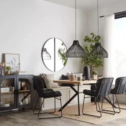 Black Wooden Buffet with Glass Doors Furniture Accessories|Buffet Tables & Credenzas