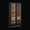 Black Wooden Buffet with Glass Doors Furniture Accessories|Buffet Tables & Credenzas