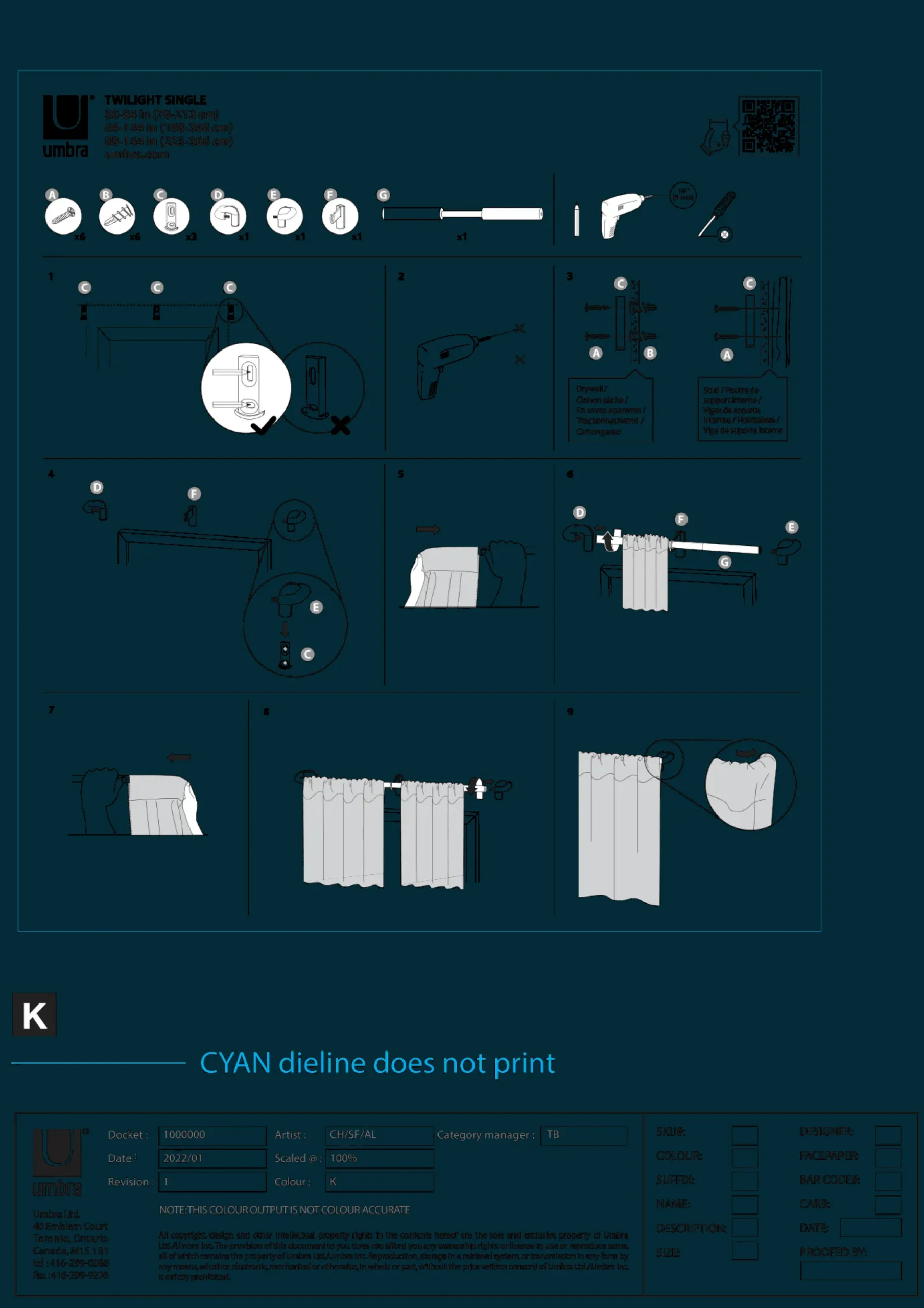 Outlet Blackout Curtain Rod Set - Diameter 19 mm Curtain Rods
