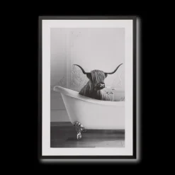 Outlet Bull in Bathtub Printed Framed Art Printed & Photography Wall Art Canvases