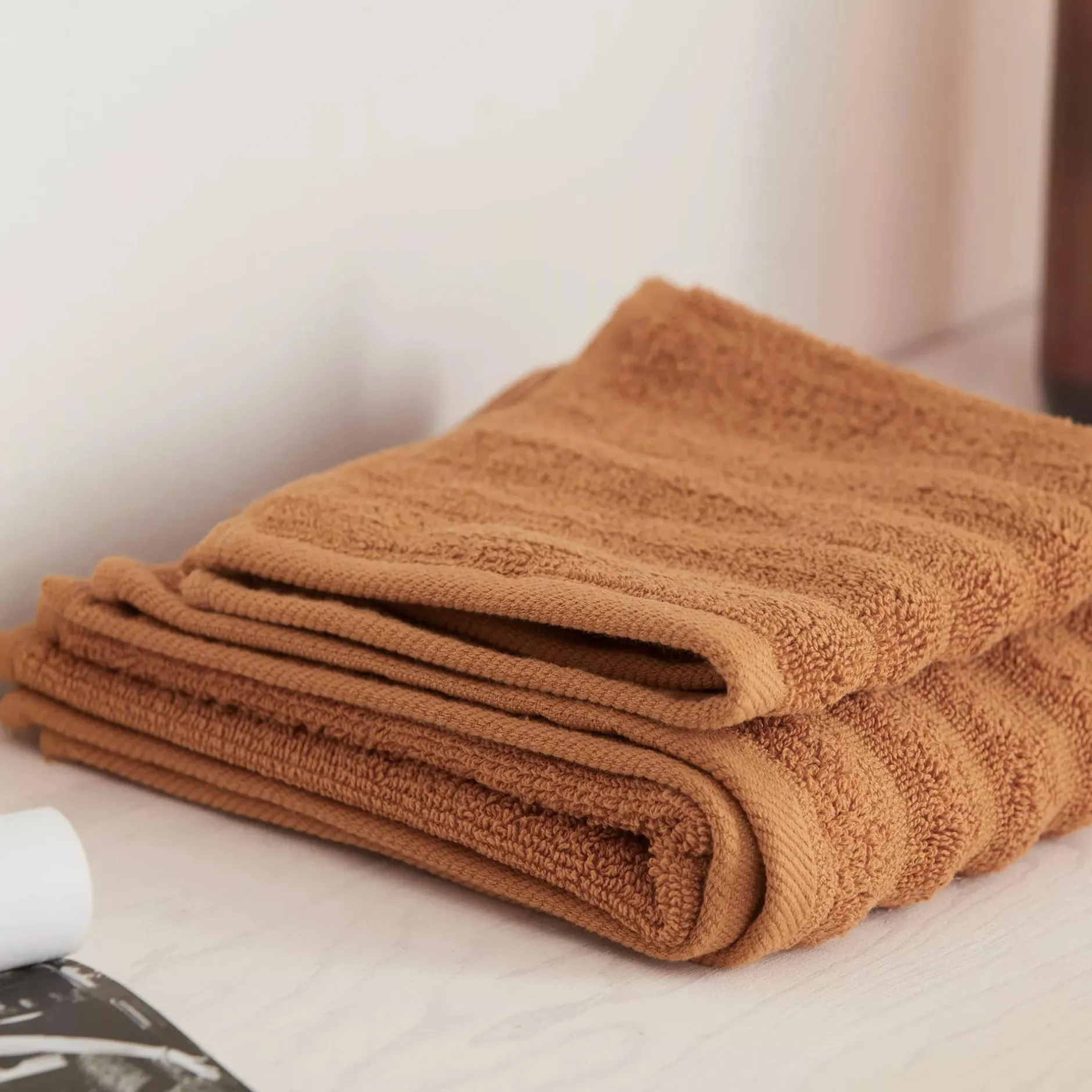 Cognac Textured Washcloth Bath Towels