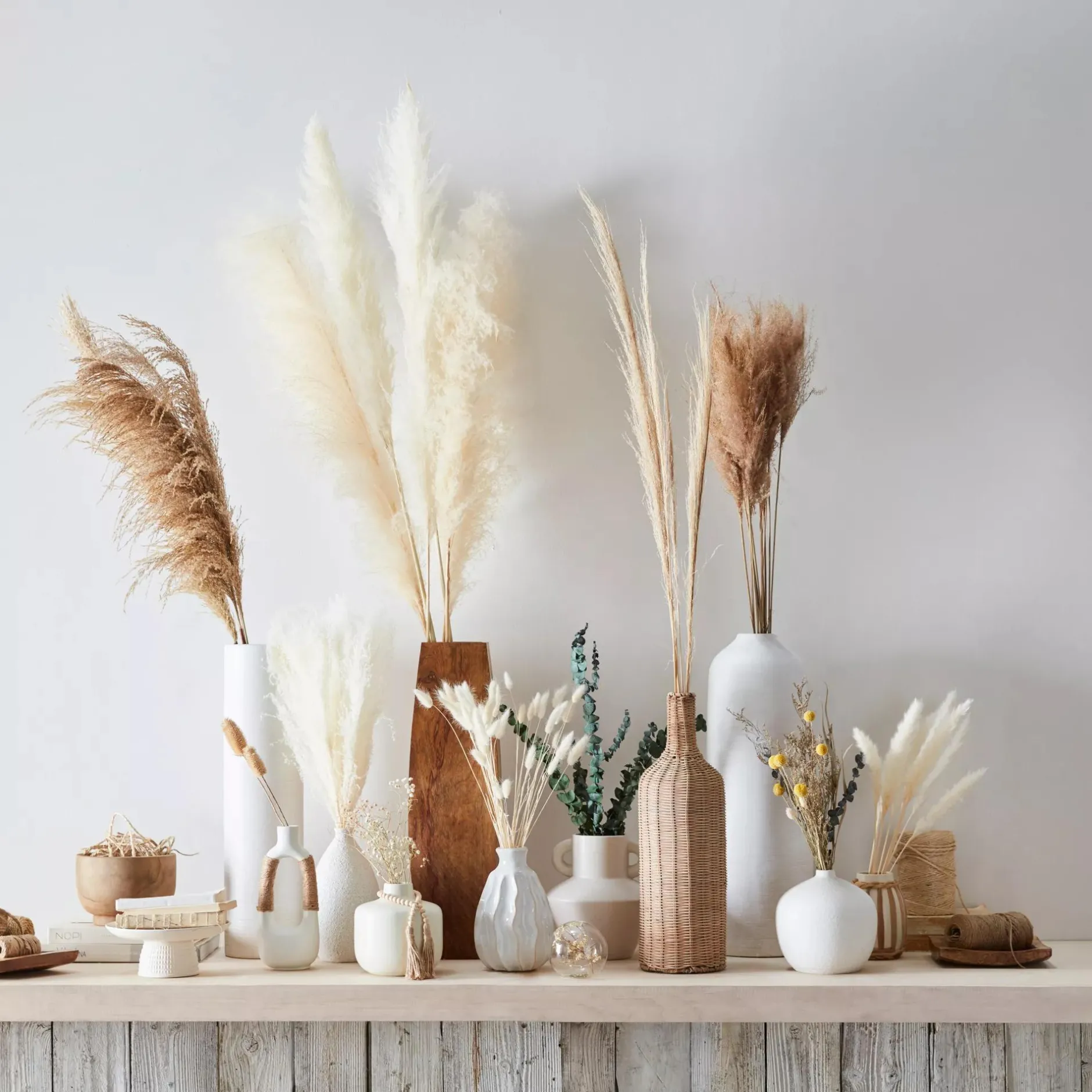 Clearance Dried Pampas and Eucalyptus Bouquet Branches|Artificial Flowers