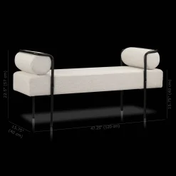 Discount Fabric and Black Metal Bench Entryway Benches Ottomans And Poufs|Ottomans & Benches