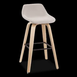 Fabric and Natural Wood Stool Furniture Accessories|Bar & Counter Stools