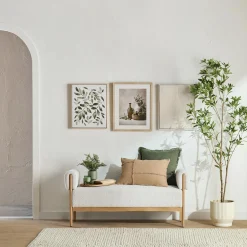 New Fabric and Wood Bench Entryway Benches Ottomans And Poufs|Ottomans & Benches