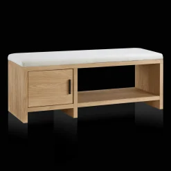 Hot Fabric and Wood Bench with Shoe Rack and Storage Entryway Benches Ottomans And Poufs|Ottomans & Benches