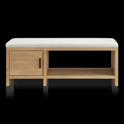 Hot Fabric and Wood Bench with Shoe Rack and Storage Entryway Benches Ottomans And Poufs|Ottomans & Benches