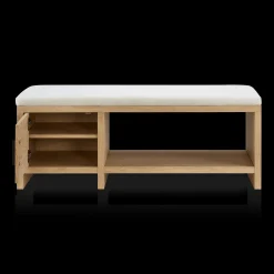 Hot Fabric and Wood Bench with Shoe Rack and Storage Entryway Benches Ottomans And Poufs|Ottomans & Benches