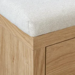 Hot Fabric and Wood Bench with Shoe Rack and Storage Entryway Benches Ottomans And Poufs|Ottomans & Benches