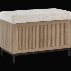 Fabric and Wood Ottoman with Storage Entryway Benches Ottomans And Poufs|Ottomans & Benches