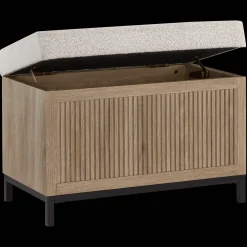 Fabric and Wood Ottoman with Storage Entryway Benches Ottomans And Poufs|Ottomans & Benches