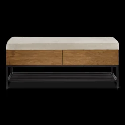 New Fabric Wood and Metal Storage Bench with Shoe Rack Entryway Benches Ottomans And Poufs|Ottomans & Benches