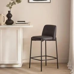 Faux Leather and Metal Bar Stool Furniture Accessories|Bar & Counter Stools