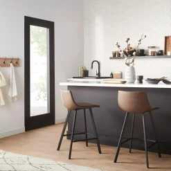 Discount Faux Leather and Metal Bar Stool Furniture Accessories|Bar & Counter Stools