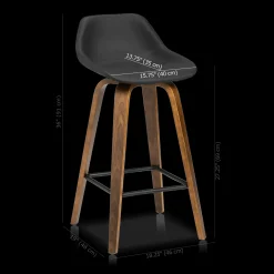Online Faux Leather and Walnut Wood Bar Stool Furniture Accessories|Bar & Counter Stools