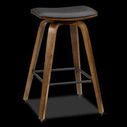Best Faux Leather and Walnut Wood Backless Stool Furniture Accessories|Bar & Counter Stools