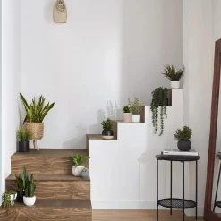 Outlet Faux Rattan Ceramic Pot with Artificial Plant Artificial Plants