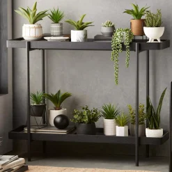 Outlet Faux Rattan Ceramic Pot with Artificial Plant Artificial Plants