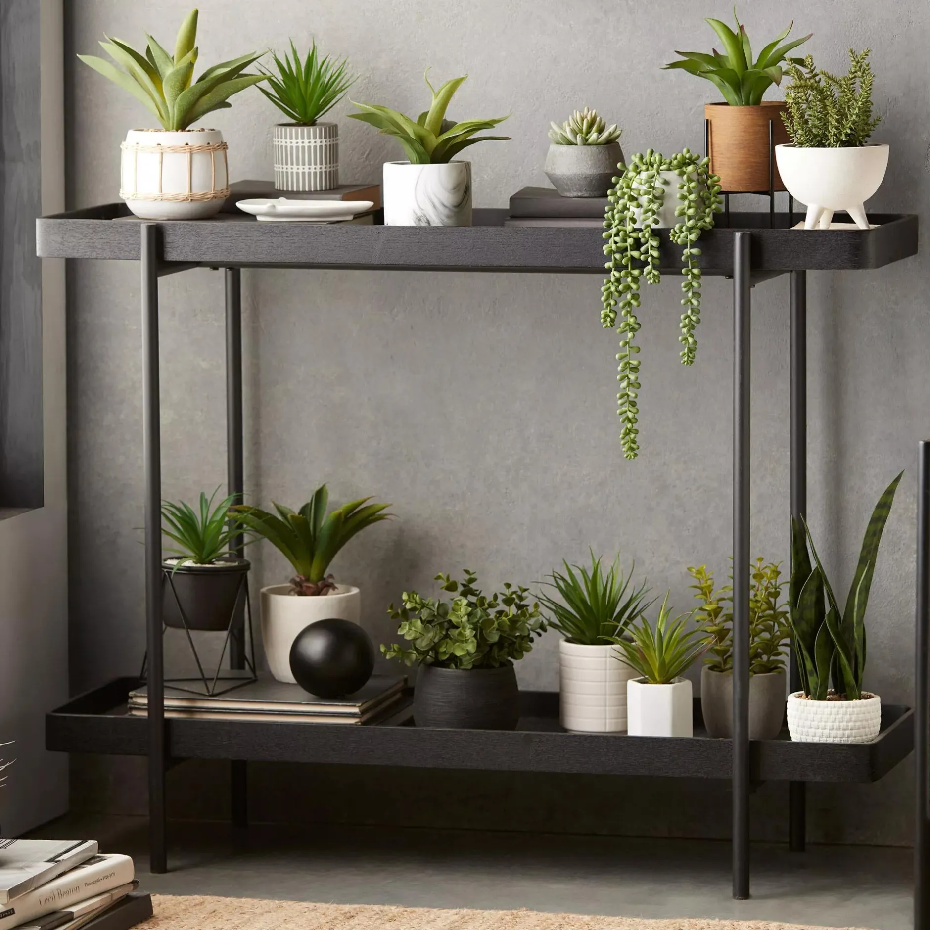 Outlet Faux Rattan Ceramic Pot with Artificial Plant Artificial Plants