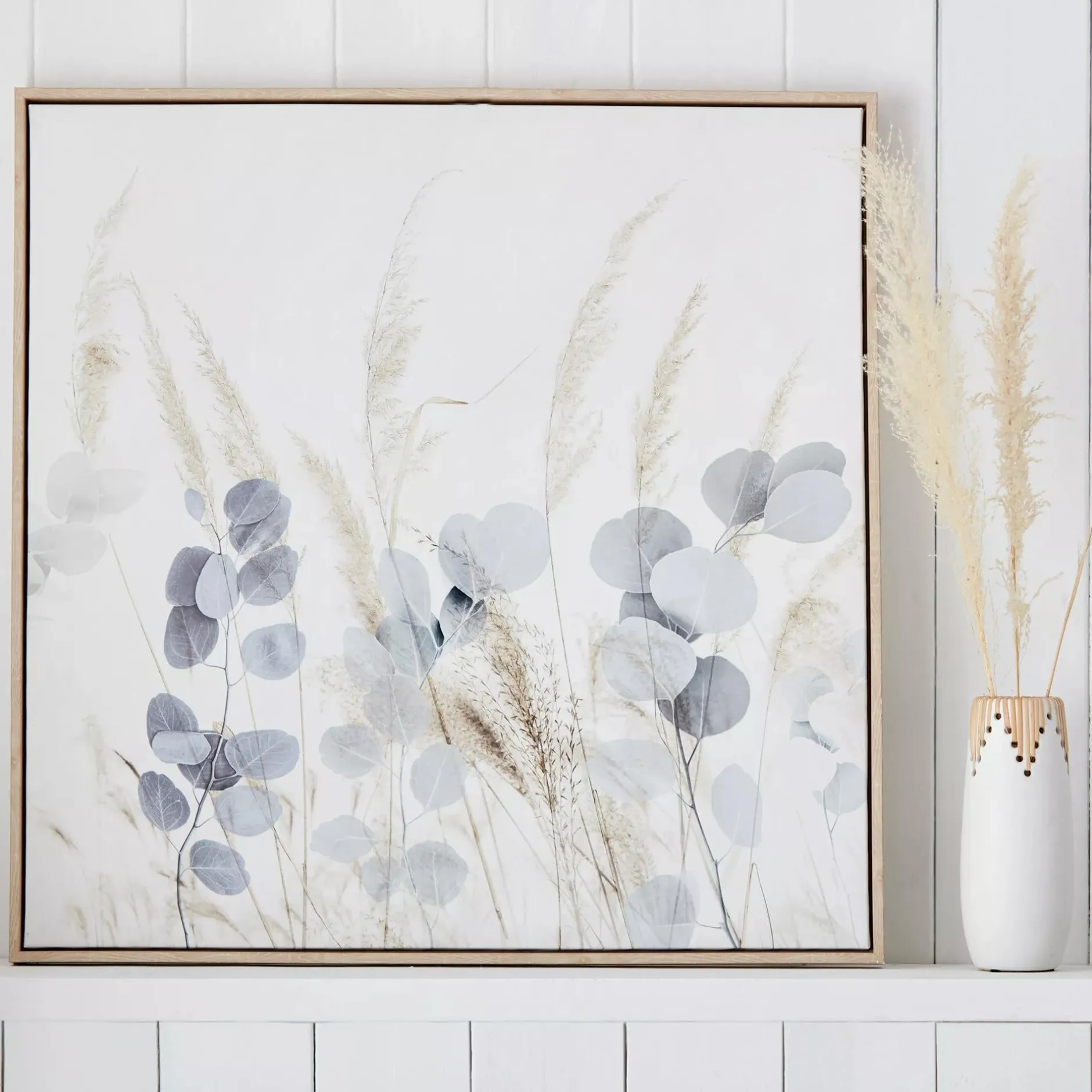 Hot Framed Eucalyptus and Pampas Printed & Photography Wall Art Canvases