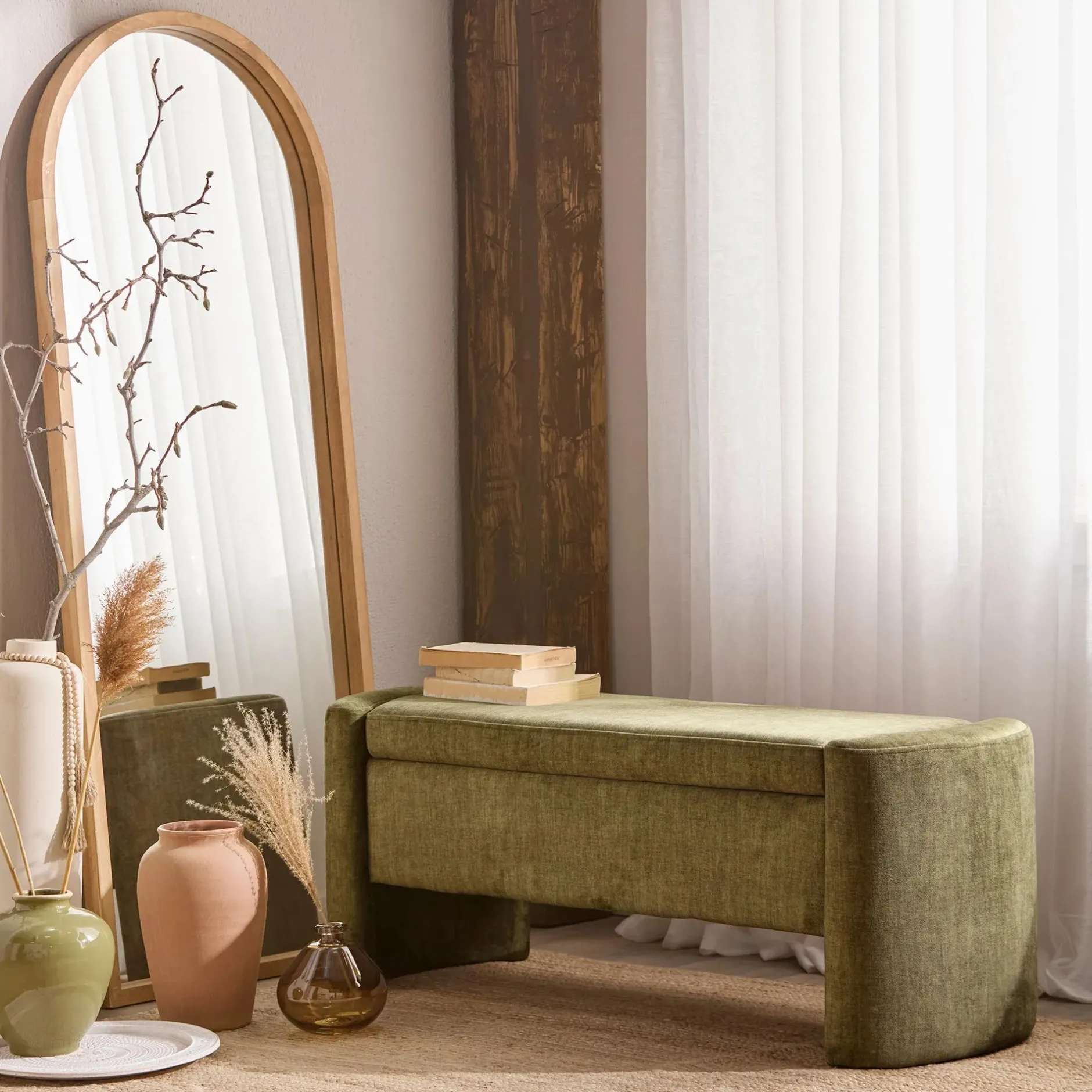 Online Full-Size Mirror with Wooden Arched Frame Mirrors