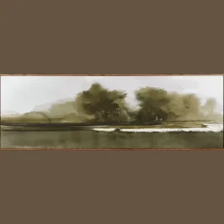 New Gel-Embellished Watercolor Landscape Framed Art Mixed Media Art