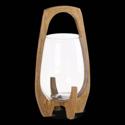 Online Glass Candle Holder with Wooden Base Home Decorative Items & Objects|Candles & Candle Stick Holders