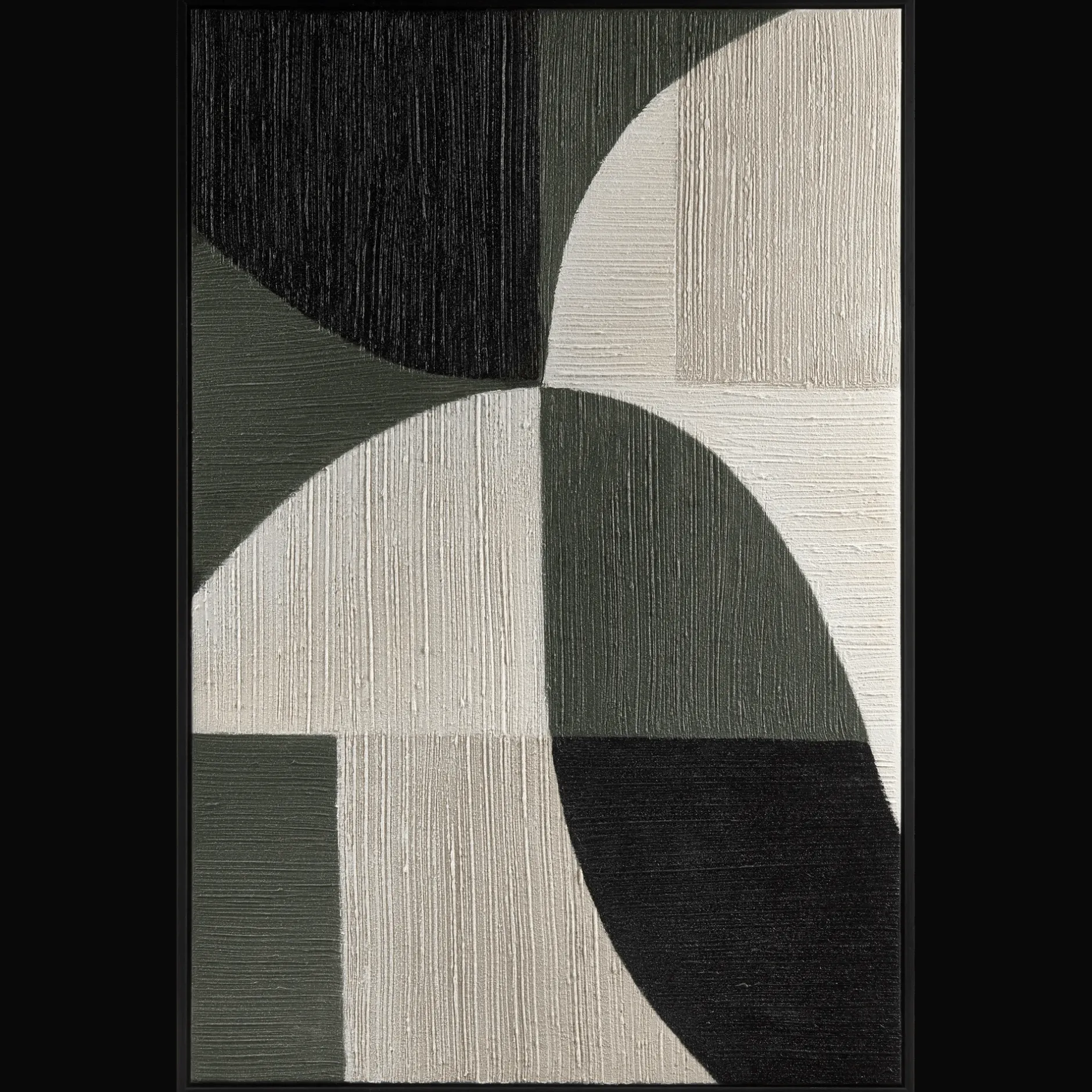 Discount Green Color Block Abstract Framed Art Oil Paintings