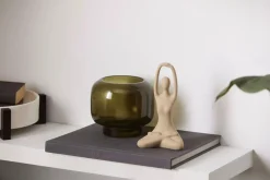 New Green Glass Pillar Candle Holder Home Decorative Items & Objects|Candles & Candle Stick Holders